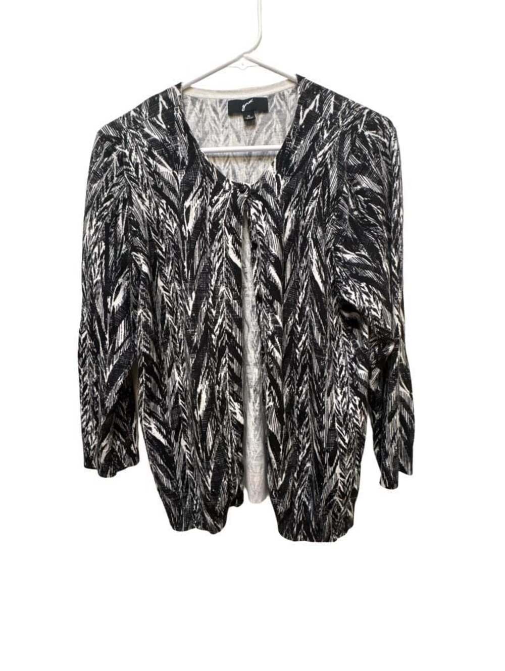 gnw Black and White Patterned Cardigan Sweater XL